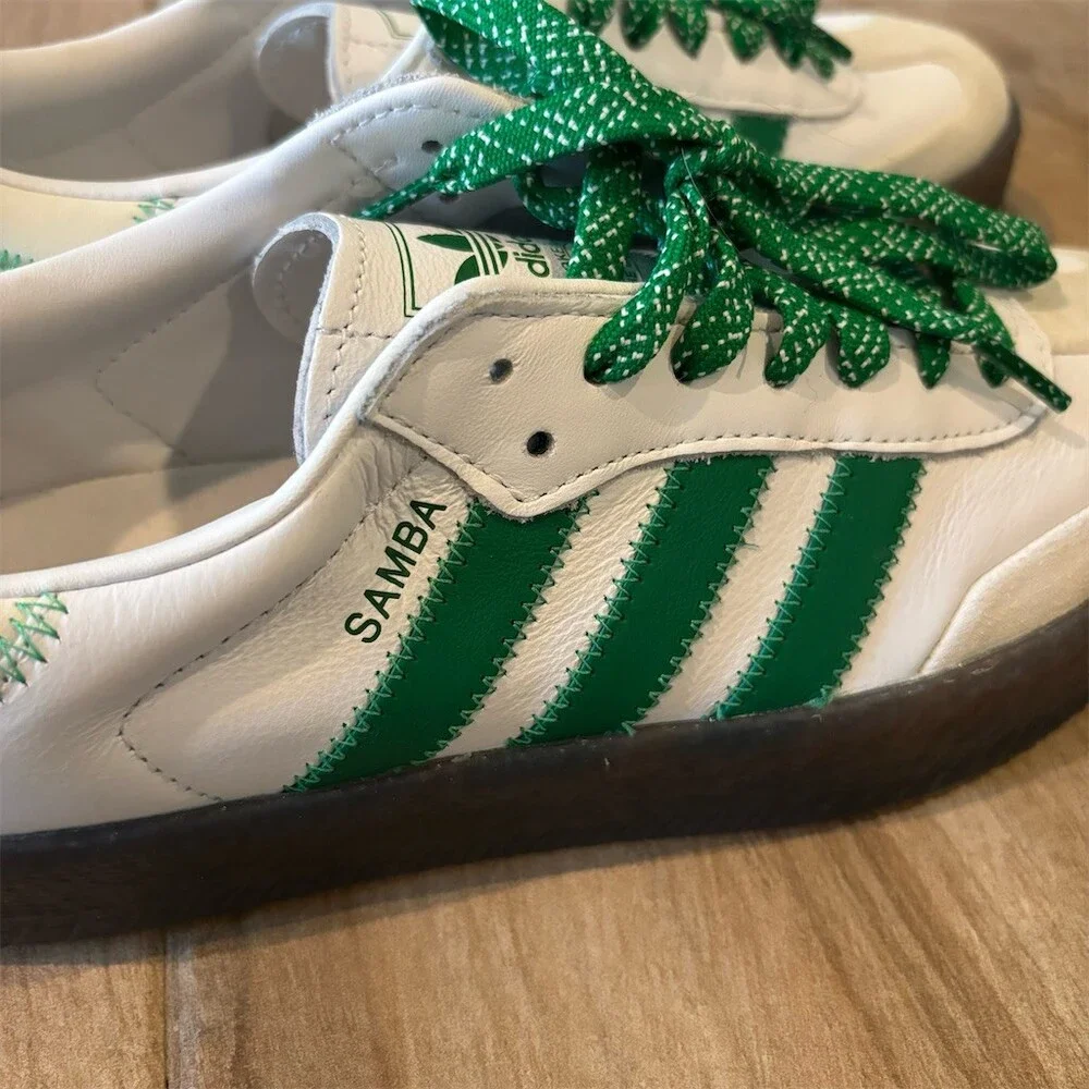 adidas Originals Sambae Samba Womens Low Top Sneakers White Green Gum US 9